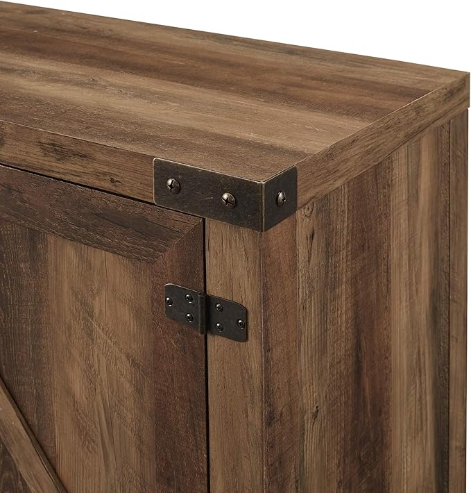 Walker Edison Georgetown Modern Farmhouse Double Barn Door TV Stand for TVs up to 80 Inches, 70 Inch, Rustic Oak, Without Fireplace, 15.75 x 70 x 24 inches - LeafyLoom