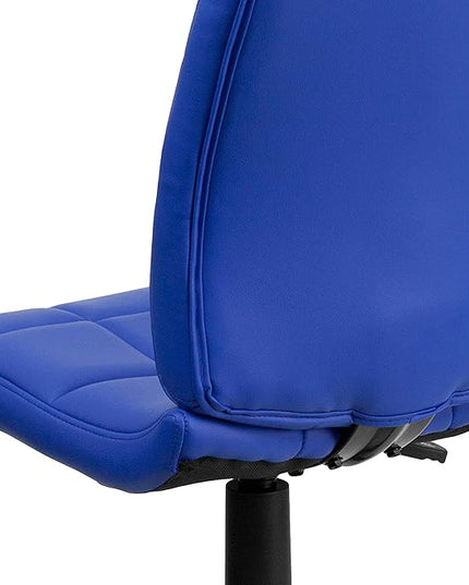 Flash Furniture Clayton Mid-Back Blue Quilted Vinyl Swivel Task Office Chair - LeafyLoom
