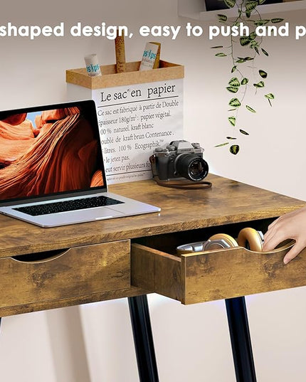 SogesHome 43.3'' Computer Desk, Home Office Work Table with 3-Drawers, Gaming Working Writing Table, Vintage Brown - LeafyLoom