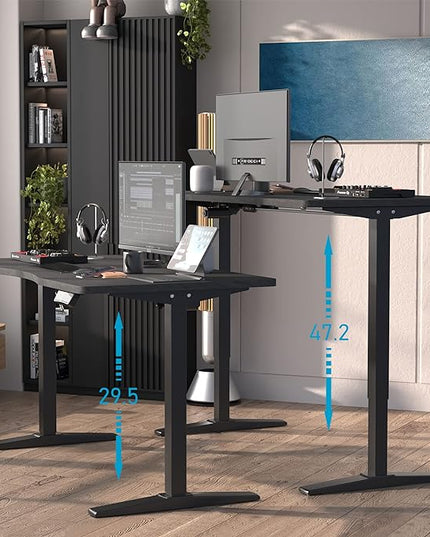 Monomi Height Adjustable Electric Standing Desk, 55 x 28 Inches Stand up Desk, Sit Stand Home Office Computer Desk(Black Frame+Marble Black Top) - LeafyLoom
