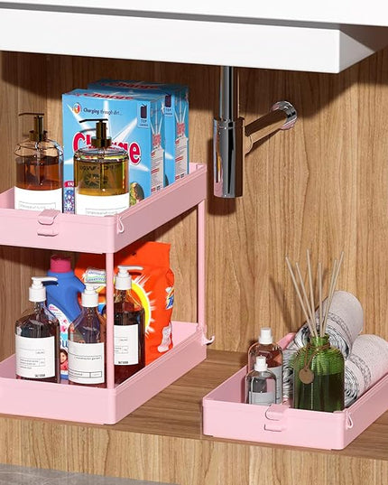 SPACEKEEPER Rolling Storage Cart 3 Tier, Bathroom Cart Organizer Laundry Room Organizer Utility Cart Mobile Shelving Unit Multi-Functional Shelves for Office, Kitchen, Bathroom, Pink - LeafyLoom