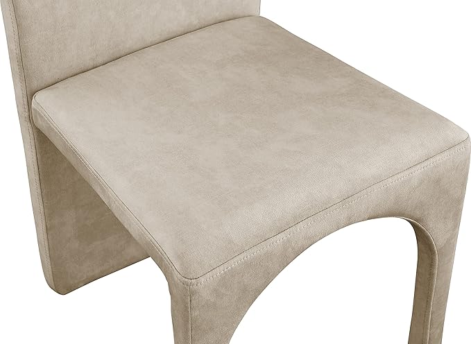 Meridian Furniture Summer Collection Modern | Contemporary Velvet Upholstered Dining Side Chair with Steel Frame, Set of 2, Stone - LeafyLoom