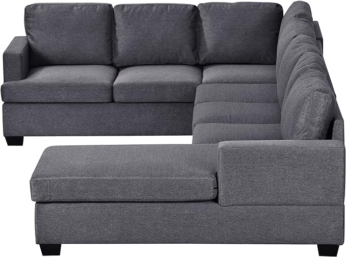 Modern Upholstered, Extra Wide Chaise Lounge Couch Large U-Shape Sectional Sofa, Grey-b - LeafyLoom