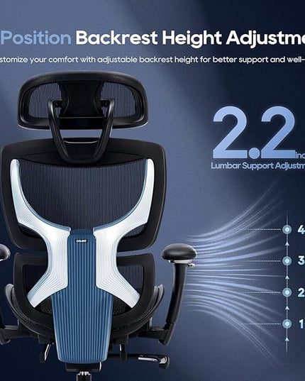Ergonomic Mesh Office Chair with Footrest, Executive High Back Computer Desk Chair with Wide Headrest and Adjustable 3D Arms, Backrest, Tilt Lock and Lumbar Support-Black - LeafyLoom