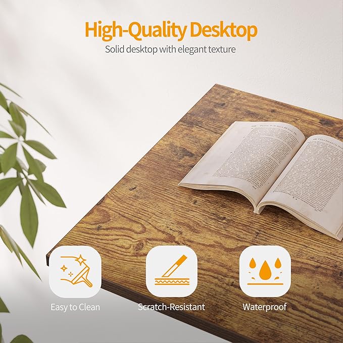 CubiCubi Computer Desk, 40 inch Home Office Writing Study Desk, Small Desk, Modern Simple Style, Basic Desk, Brown - LeafyLoom