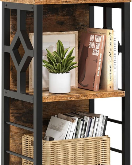 YITAHOME Small Bookshelf, 3 tier Farmhouse Bookshelf with Storage,Short Bookshelf for Small Spaces,Mini Shelf Stand,Open Bookcase for Bedroom Office Bathroom Living Room, Rustic Brown - LeafyLoom
