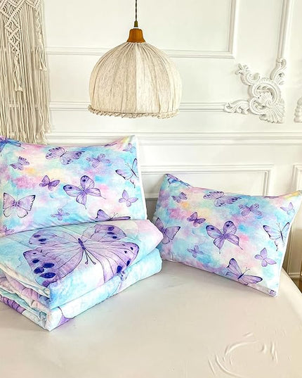 CVHOUSE Butterfly Full Comforter Set for Girls Teens.Butterfly Full Bedding Set,Butterflies Bedspread,Butterfly Duvet,Butterfly Bed Set,Butterflies Quilt Set 3 Pcs 1 Comforter and 2 Pillowcases - LeafyLoom