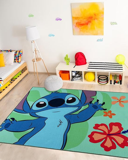 Gertmenian Disney Stitch Waving Area Rug for Children & Teens | Kids Home Decor for Girls & Boys | 4x6 Large, Multi, 27061 - LeafyLoom