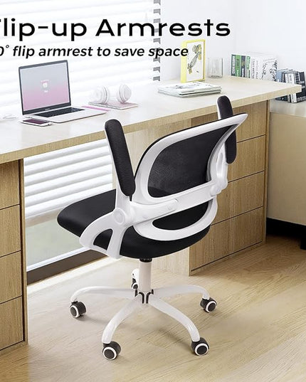 KERDOM Office Chair, Ergonomic Desk Chair, Mesh Computer Chair Height Adjustable, Comfy Swivel Task Chair with Wheels and Flip-up Arms - LeafyLoom
