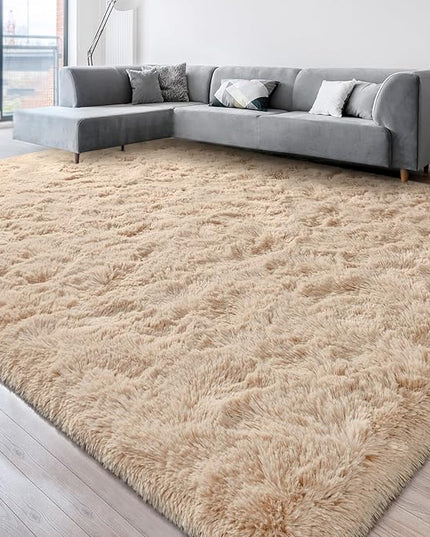 Super Soft Fluffy Shaggy Rugs for Living Room Bedroom, Fuzzy Plush Area Rugs for Girls Kids Room Nursery Home Decor, Furry Dorm Rug Cute Non-Slip Indoor Floor Carpet 6x9 Feet, Beige - LeafyLoom