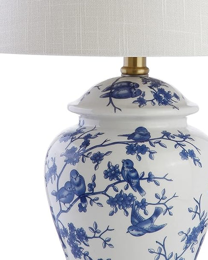 JONATHAN Y JYL3005A Penelope 22" Chinoiserie LED Table Classic Cottage Bedside Desk Nightstand Lamp for Bedroom Living Room Office College Bookcase LED Bulb Included, Blue/White - LeafyLoom