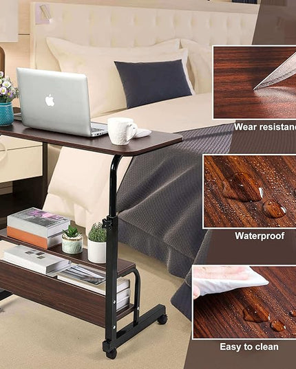 Height Adjustable Home Office Desk Movable Convenient Desk Small Spaces Computer Table Bedside Storage Desk Portable Desk Living Room Sofa Furniture Fashion Desk Size 15.7 * 31.5 Inch Brown - LeafyLoom