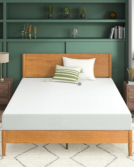 ZINUS 8 Inch Green Tea Memory Foam Mattress, Queen, Fiberglass Free, Patented Custom Contour Support, Sturdy Base Foam, CertiPUR-US Certified, Mattress in A Box, White - LeafyLoom