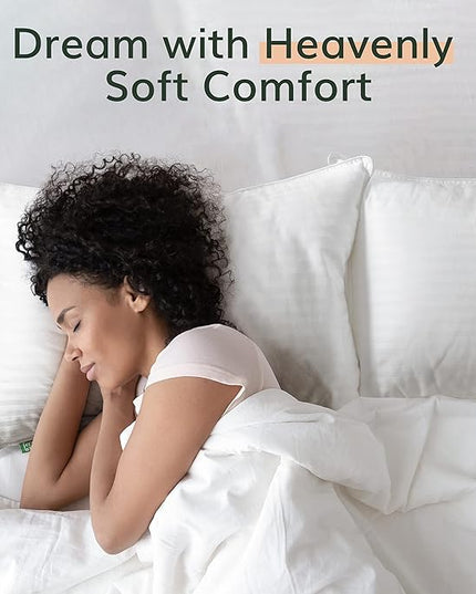 Fern and Willow Pillows for Sleeping - Set of 2 Standard Size 20"x26"/Kids Size Down Alternative Pillow Set w/Luxury Plush Cooling for Side, Back & Stomach Sleepers - LeafyLoom