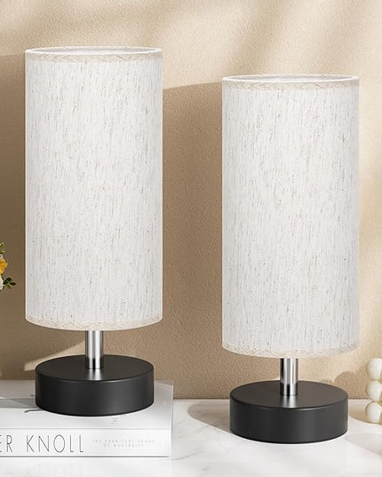 Small Table Lamp for Bedroom Set of 2 - Bedside Lamps for Night Stands, Minimalist Nightstand Light Lamp, Desk Lamps for Reading Room, Kids Room, Living Room, Office, Dorm - LeafyLoom