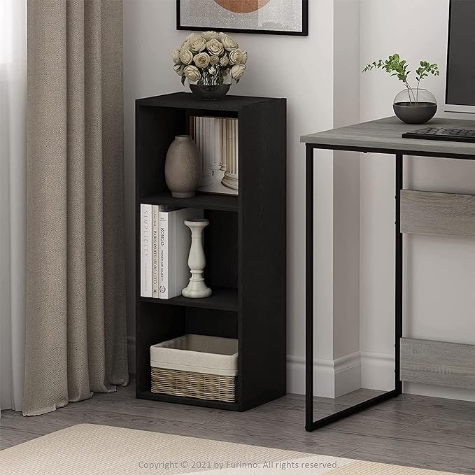 Furinno Luder Bookcase / Book / Storage , 3-Tier, Blackwood - LeafyLoom
