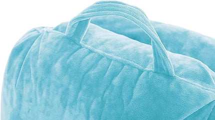 Husband Pillow XXL Carolina Blue Backrest with Arms, Adult Reading Pillow Shredded Memory Foam, Ultra-Comfy Removable Microplush Cover & Detachable Neck Roll, Unmatched Support Bed Rest Sit Up Pillow - LeafyLoom