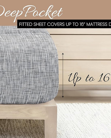 Linen Market 3 Piece Twin Bedding Sheet Set (Light Gray Chambray) - Sleep Better Than Ever with These Ultra-Soft & Cooling Bed Sheets for Your Twin Size Bed - Deep Pocket Fits 16" Mattress - LeafyLoom