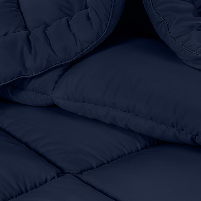 Utopia Bedding King Size Comforter Set with 2 Pillow Shams, Bedding Comforter Sets, Down Alternative Navy Comforter, Soft and Comfortable, Machine Washable - LeafyLoom