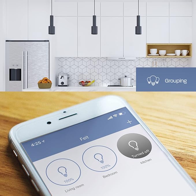 Feit Electric Smart BR30 Wifi Bulb, 5000K Daylight, 2.4GHz WIFI, No Hub Needed, Works with Alexa and Google Home Assistant, App Control, Dimmable, 65W Equivalent, Flood Light Smart Bulb, BR30/950CA/AG FeitElectricCompany