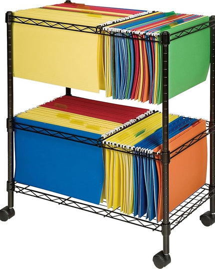Lorell® Mobile Wire File Cart, 2-Tier, Black - LeafyLoom
