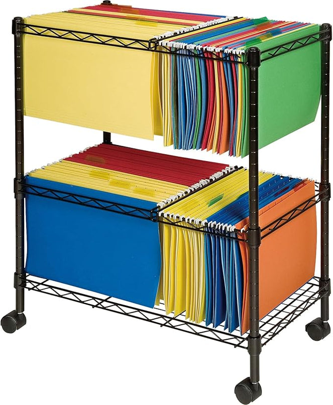 Lorell® Mobile Wire File Cart, 2-Tier, Black - LeafyLoom