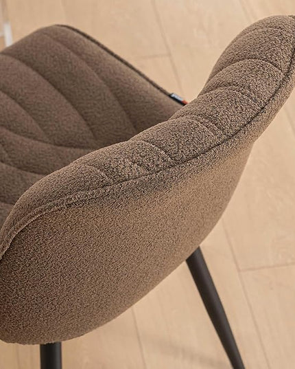 Dining Chair Set of 2 Soft Padded Seats & Adjustable Metal Legs, Modern Velvet Dining Room Chairs, Kitchen Chairs with Wide Curved Back for Living Room Bedroom Kitchen, Coffee - LeafyLoom