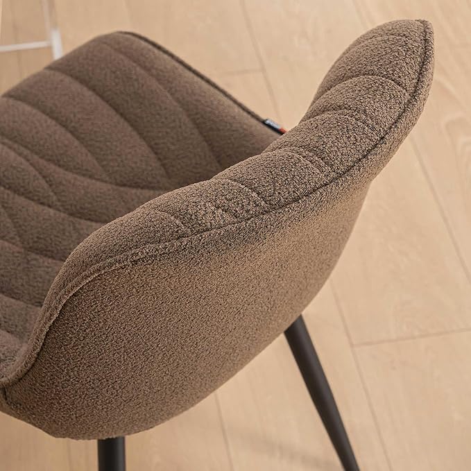 Dining Chair Set of 2 Soft Padded Seats & Adjustable Metal Legs, Modern Velvet Dining Room Chairs, Kitchen Chairs with Wide Curved Back for Living Room Bedroom Kitchen, Coffee - LeafyLoom