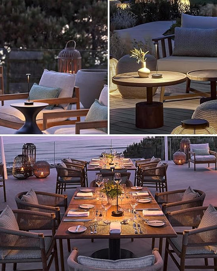 Cordless Table Lamp Rechargeable Outdoor Waterproof Portable Battery Operated LED Table Light - for Home Restaurant Desk Bar Patio Kitchen Dinning Party (Black) - LeafyLoom