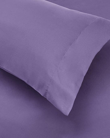 Amazon Basics Lightweight Microfiber Bed-in-a-Bag Comforter 7-Piece Bedding Set, Full/Queen, Purple Floral - LeafyLoom