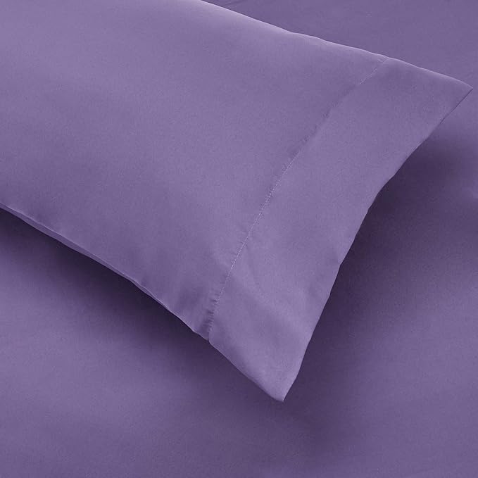 Amazon Basics Lightweight Microfiber Bed-in-a-Bag Comforter 7-Piece Bedding Set, Full/Queen, Purple Floral - LeafyLoom