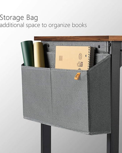 CubiCubi Computer Desk 40 Inch Study Writing Table for Home Office, Modern Simple Style PC Table with Storage Bag, Brown - LeafyLoom