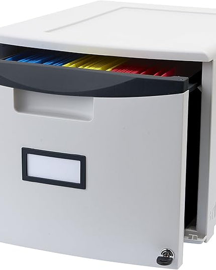 Storex 61267B01C File Cabinet, 1-Pack, Gray/Black - LeafyLoom