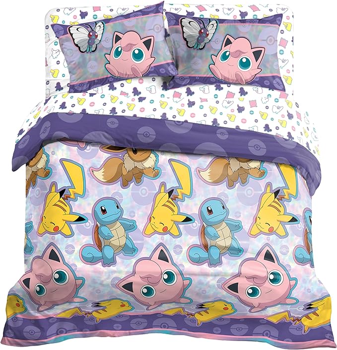 Northwest Pokemon Bed in a Bag Set, Full, Friendly Battle - LeafyLoom
