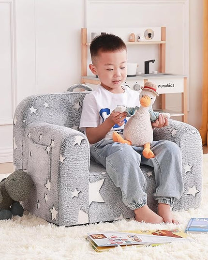 Tiita Kids Foam Chair, Star - Children Sofa with Armrest, Lightweight, Portable, Removable Cover, Side Pockets, Special Design for Girl or Boy - LeafyLoom