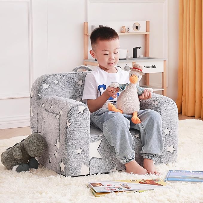 Tiita Kids Foam Chair, Star - Children Sofa with Armrest, Lightweight, Portable, Removable Cover, Side Pockets, Special Design for Girl or Boy - LeafyLoom