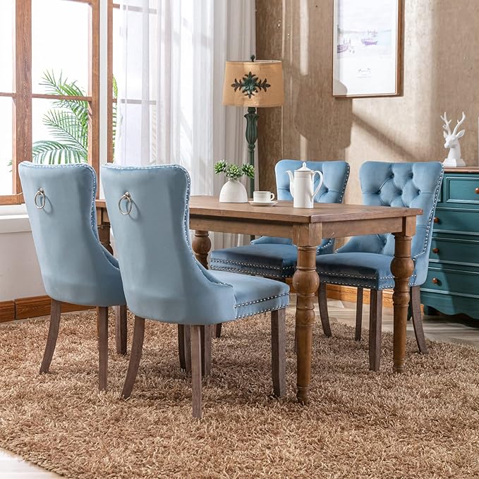 NicBex Haerin-SD-00113-LWJ Dining Chairs, 25.5"x19.7"x37.4", Light Blue - LeafyLoom