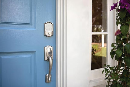 SCHLAGE Encode Smart Wi-Fi Deadbolt with Camelot Trim in Satin Nickel SchlageLockCompany
