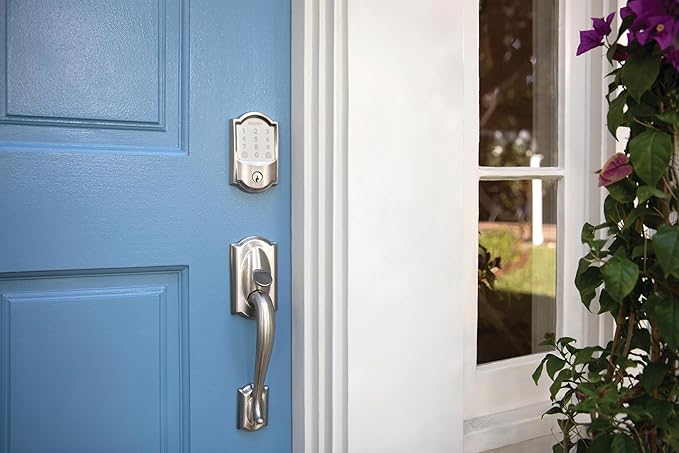SCHLAGE Encode Smart Wi-Fi Deadbolt with Camelot Trim in Satin Nickel SchlageLockCompany