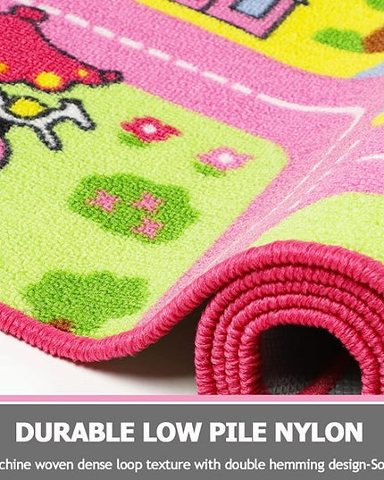 Capslpad Kids Play Rug 6.6x5.0 ft Large Size Kids Rug for Playroom Non Slip Washable Kids Car Road Rug Educational Learning Area Rug Children Play Carpet for Bedroom,Classroom,Nursery Room Decor - LeafyLoom