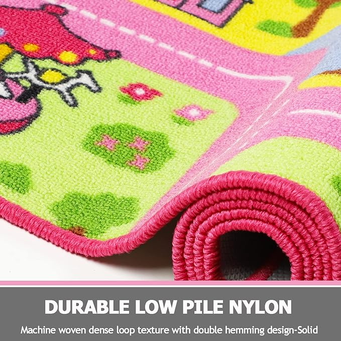 Capslpad Kids Play Rug 6.6x5.0 ft Large Size Kids Rug for Playroom Non Slip Washable Kids Car Road Rug Educational Learning Area Rug Children Play Carpet for Bedroom,Classroom,Nursery Room Decor - LeafyLoom
