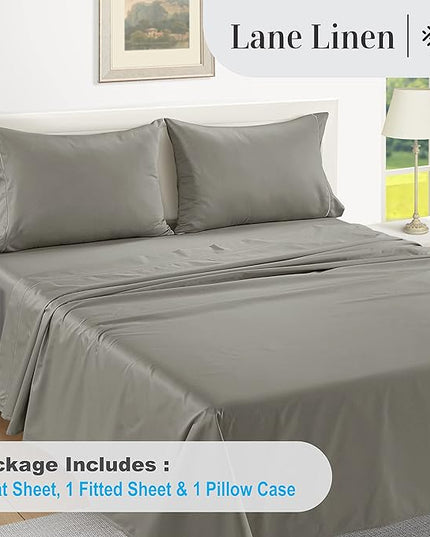 LANE LINEN 100% Egyptian Cotton Bed Sheets - 1000 Thread Count 3-Piece Twin XL Set Long Staple Bedding Sateen Weave Luxury Hotel Fits Upto 16" Mattress Charcoal - LeafyLoom
