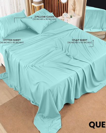 Utopia Bedding Queen Bed Sheets Set - 4 Piece Bedding - Brushed Microfiber - Shrinkage and Fade Resistant - Easy Care (Queen, Spa Blue) - LeafyLoom