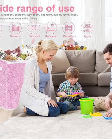Extra Large Toy Box for Kids,Collapsible Toys Storage Chest Boxes Organizers with Dividers for Boys,Girls,Closet,Nursery,Playroom 35.8"x12.6"x16"(Dark Pink) - LeafyLoom