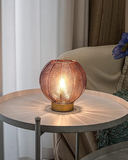 Battery Powered Lamp, Cordless Table Lamps Battery Operated Lamp for Bedside Nightstand, Small Lamps for Living Room Decorative Table Battery Lamp Bedroom-Red - LeafyLoom