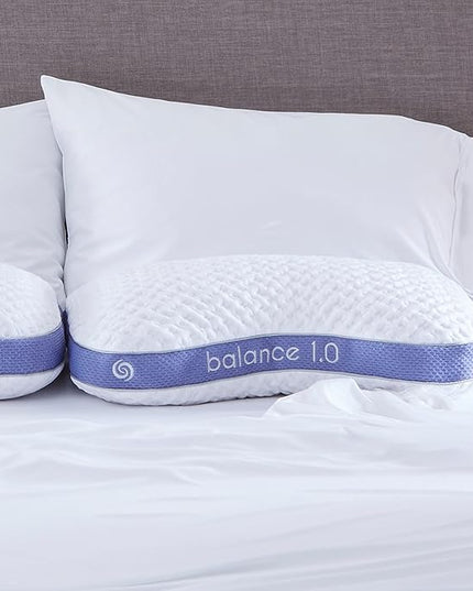 Bedgear Balance Cuddle Curve Performance Pillow - Size 1.0 - Moisture-Wicking Pillow for Side Sleepers - Medium Firmness Bed Pillow- Hypoallergenic, Washable Removable Cover - 20" W x 26" L x 5.25" H - LeafyLoom