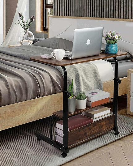 Portable Computer Desk Adjustable Home Office Desk Bedside Universal Movable Table Small Spaces Furniture Storage Convenient Desk Home Office Living Room Sofa Desk Size 15.7 * 31.5 Inch,Brownish - LeafyLoom