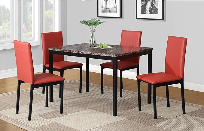 NicBex Haerin-SD-00348-LWJ Dining Chairs, 21.5"x17.5"x36", Red - LeafyLoom