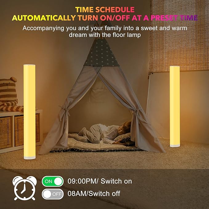 2-Pack Corner Floor Lamp,Lamps for Living Room with Smart App and Remote Control,Color Changing Mood Lighting with Music Sync,Colorful Atmosphere Decoration Lamp Dimmable Night Light - LeafyLoom