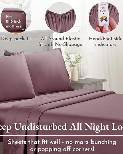 California Design Den King Bedsheet Set 100% Cotton, 600 Thread Count Deep Pocket, Snug Fit, Soft & Crisp Cooling Hotel-Quality Sheets for King Size Bed, Sateen Weave Set (King, Pastel Rose) - LeafyLoom